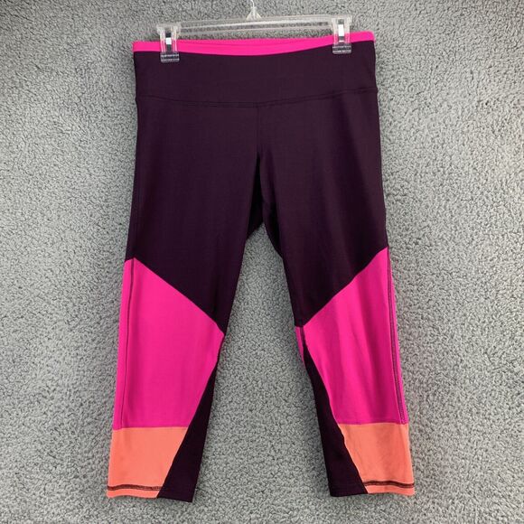 Champion Leggings Medium Multicolor Womens Capri Cropped High Waist No Pocket - Picture 2 of 8